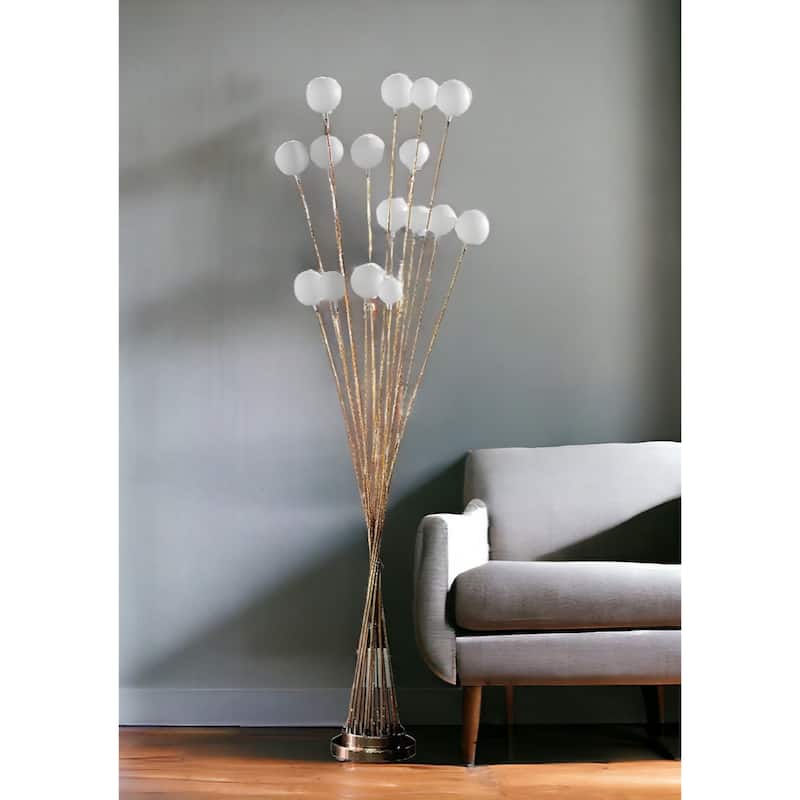 Metal Multi Arm Floor Lamp with 16 LED Frosted Shades Inline Switch - 18” x 18” x 61.5” (D x W x H)