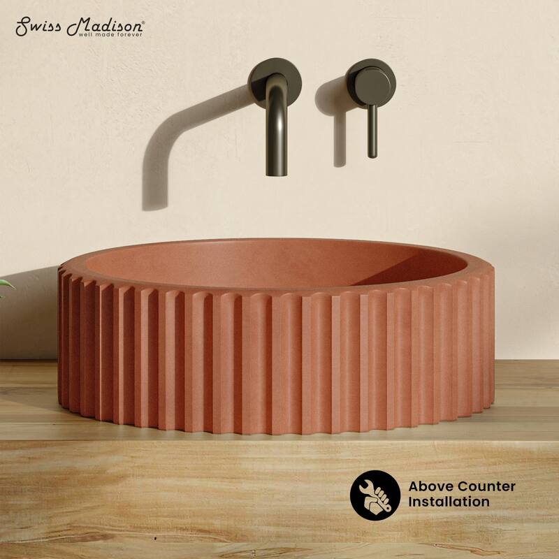 Lafayette 16" Round Concrete Vessel Sink In Terracotta - 16