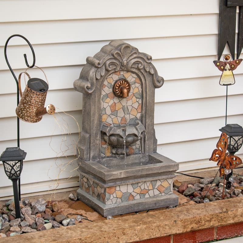 Enchanting Estate Polyresin Flat Back Outdoor Wall Fountain