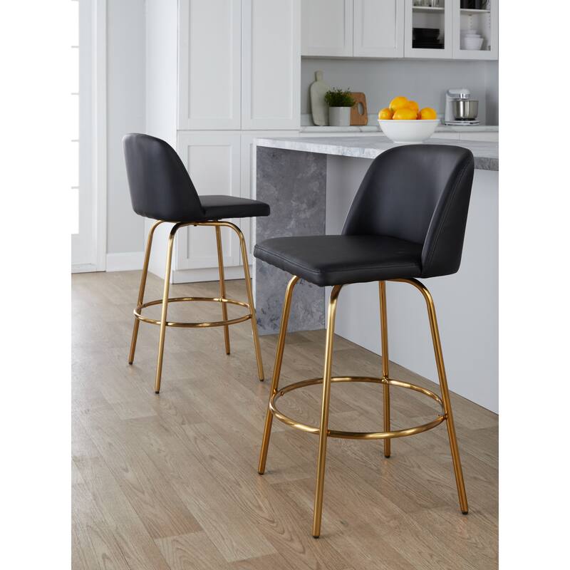 Silver Orchid Vallberga 26" Counter Stool with Gold Metal Base (Set of 2)