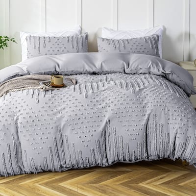 3-Piece Boho Tufted Duvet Cover Set, Textured Duvet Cover and 2 Pillowcases for All Season