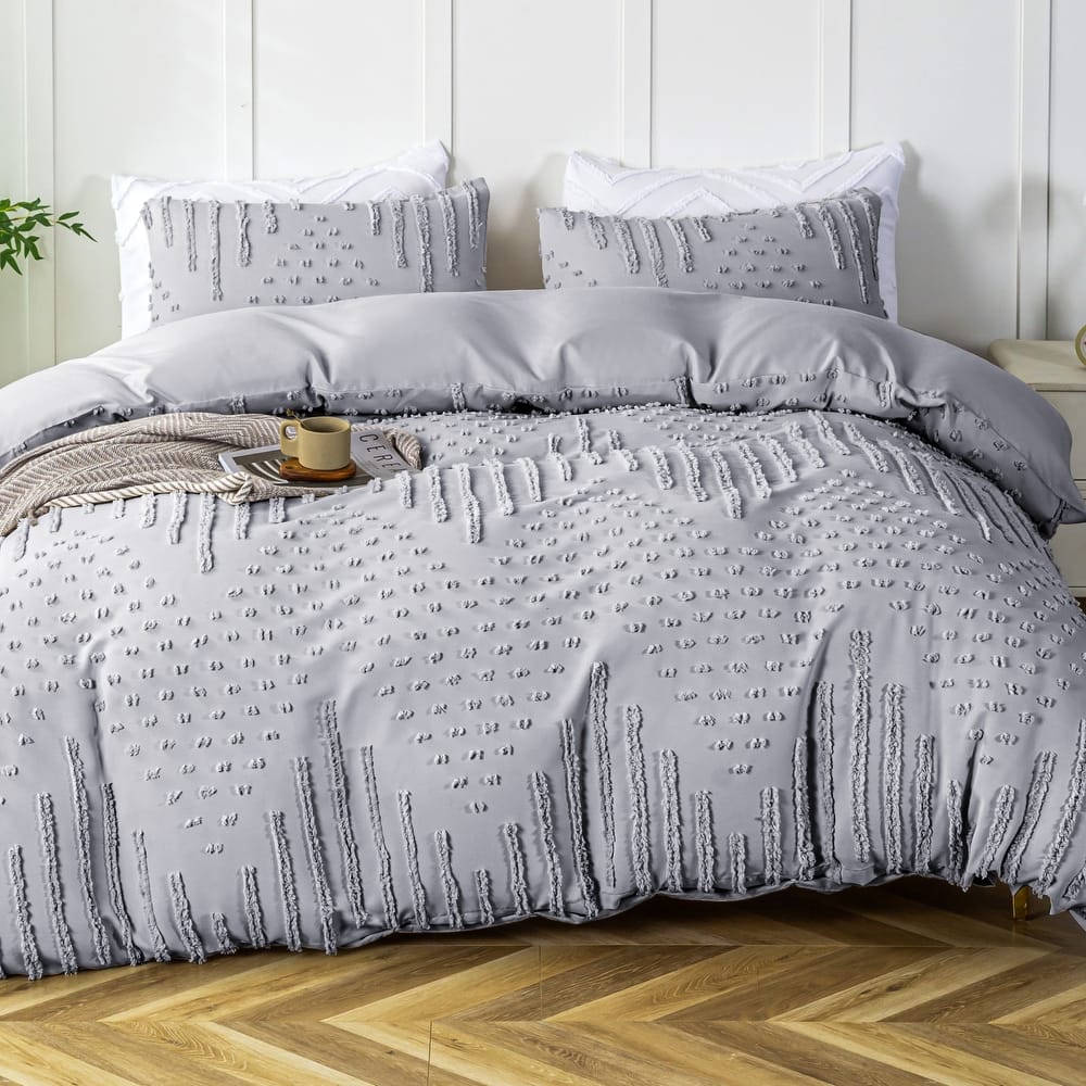 3-Piece Boho Tufted Duvet Cover Set, Textured Duvet Cover and 2 Pillowcases for All Season