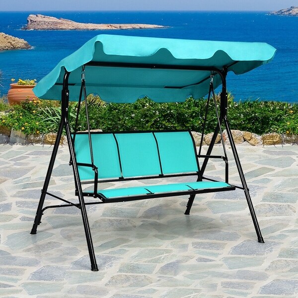 Blue patio best sale swing with canopy