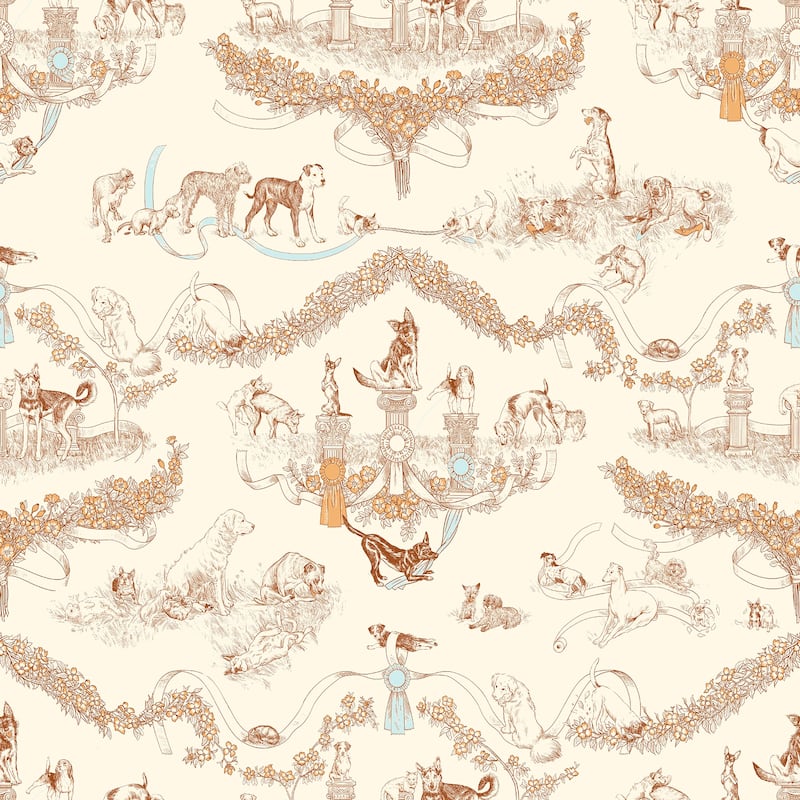 Rachel Antonoff Orange Worst in Show Peel Stick Wallpaper