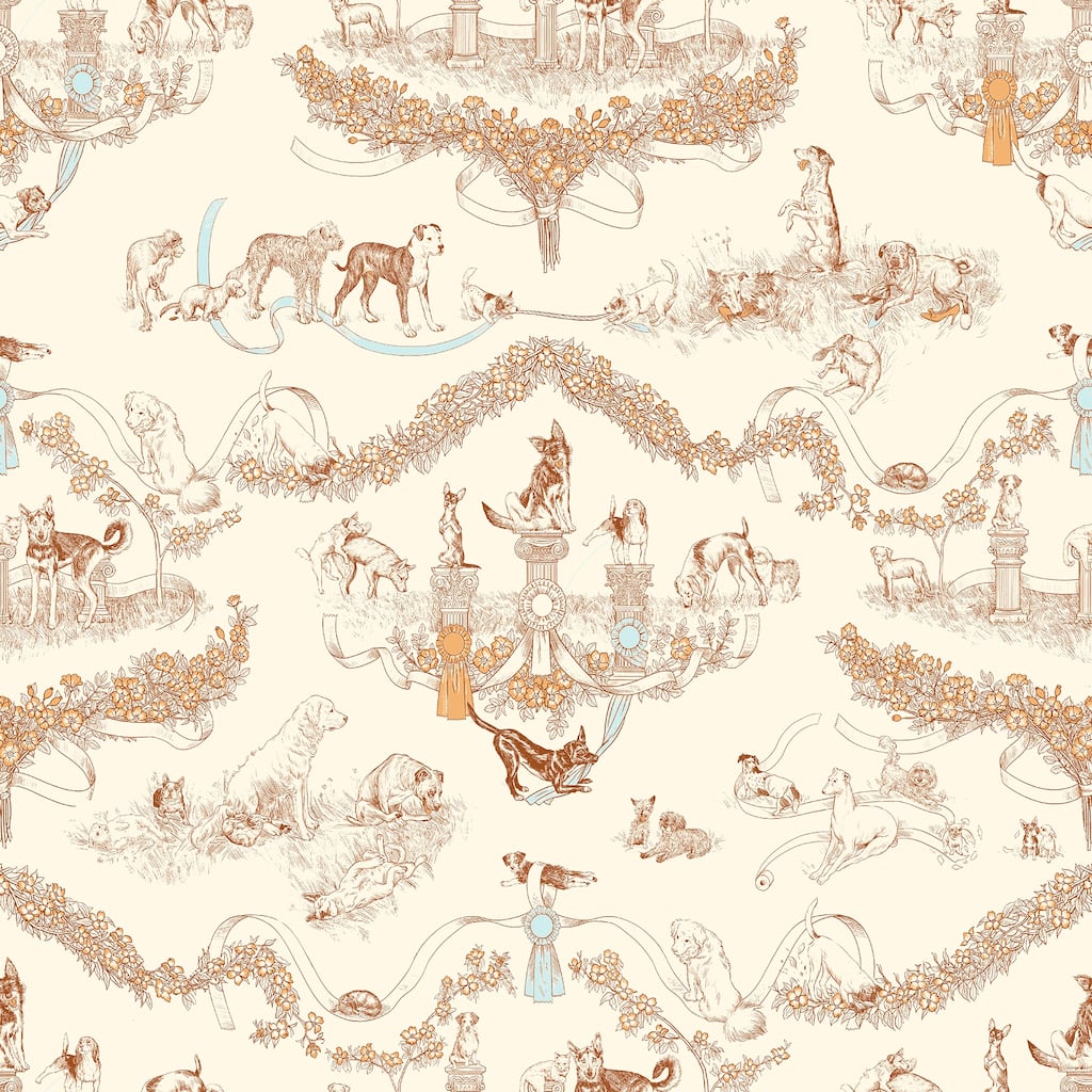 Rachel Antonoff Orange Worst in Show Peel Stick Wallpaper
