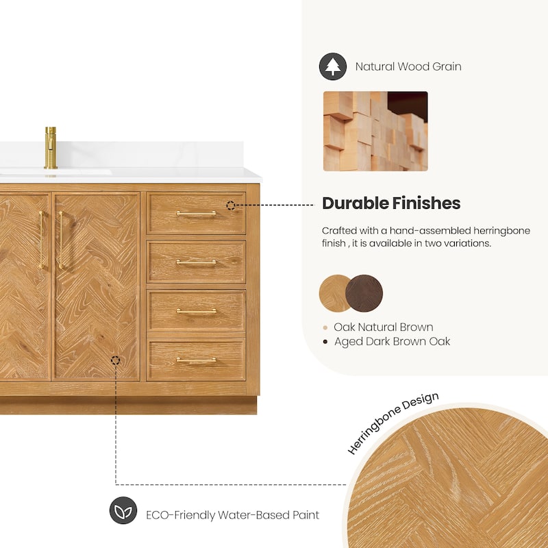 Jakarta Bath Vanity with Quartz Stone Top without Mirror