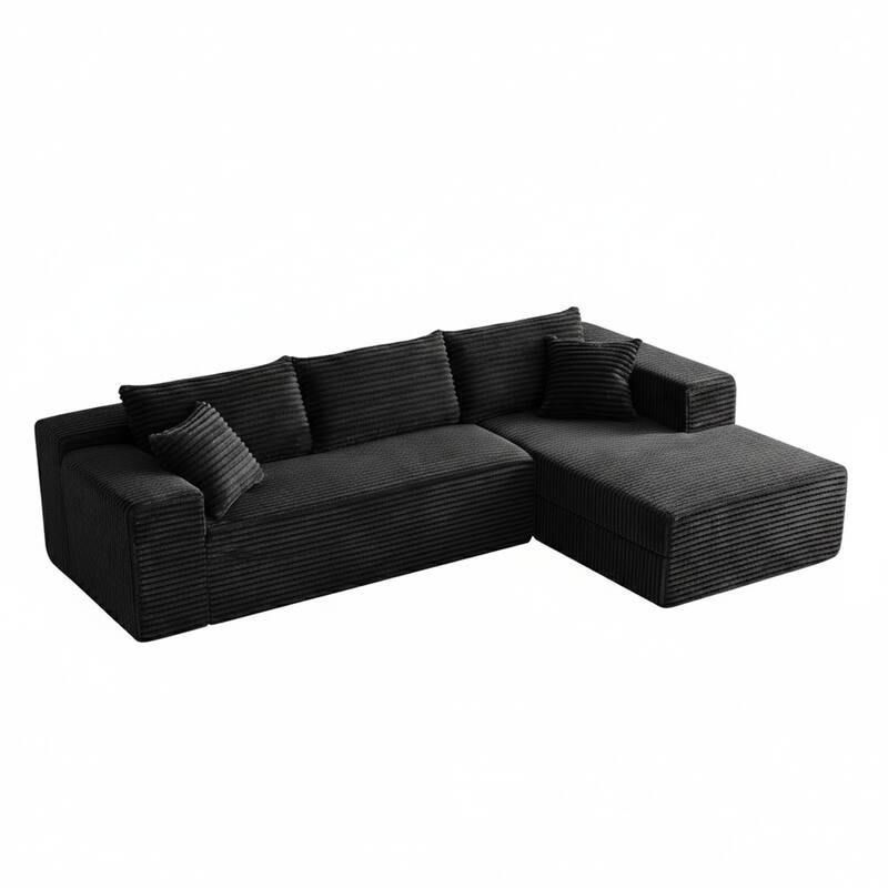 103.54" Flannel L-Shaped High-Density Modern Modular Sectional Sofa with Chaise & Pillows