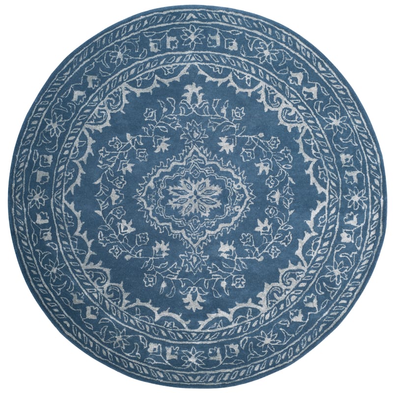 SAFAVIEH Handmade Glamour Gudmundina Modern Viscose Rug - 6' Round - Blue
