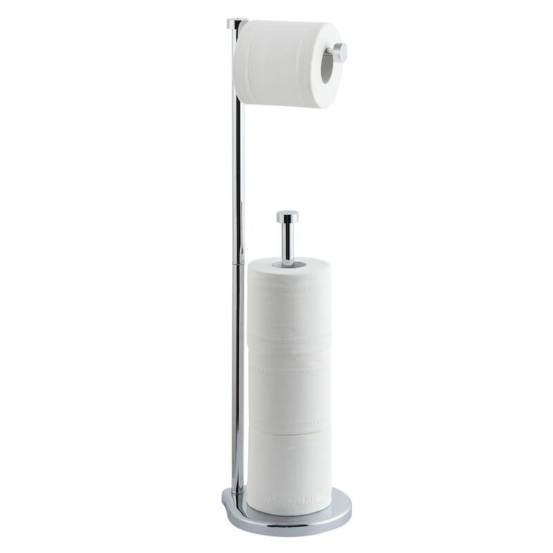 Toilet Paper Holder with Storage - Bright Silver