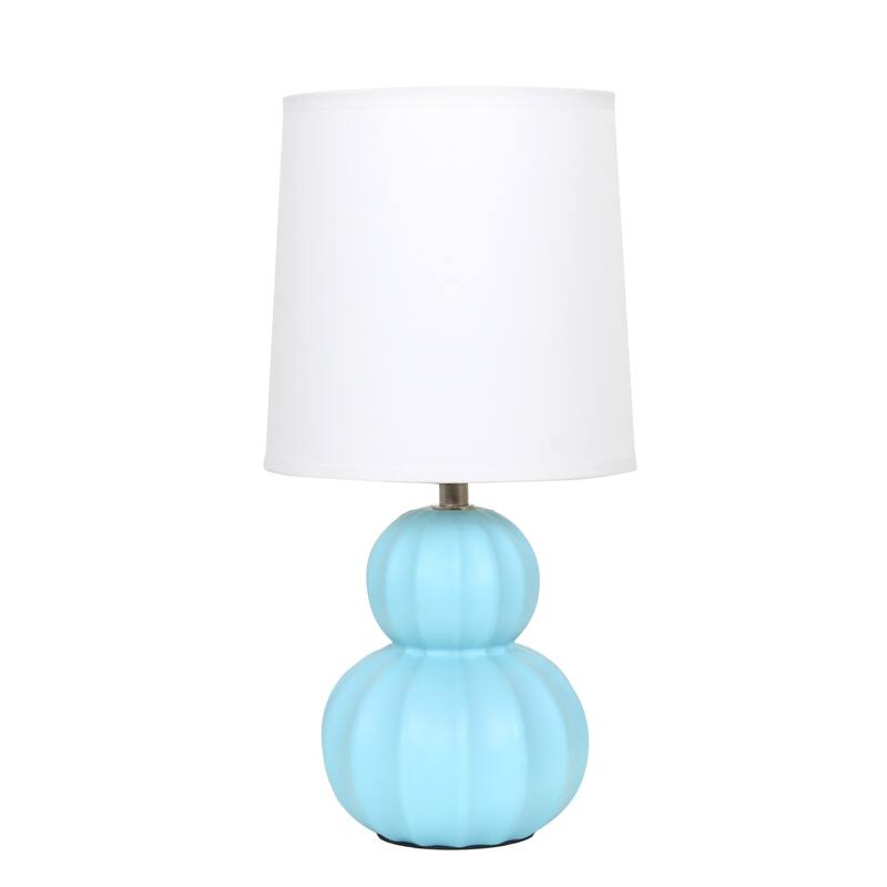 Stacked Double Gourd Ceramic Table Lamp with Tapered Shade - 12.5" - Blue