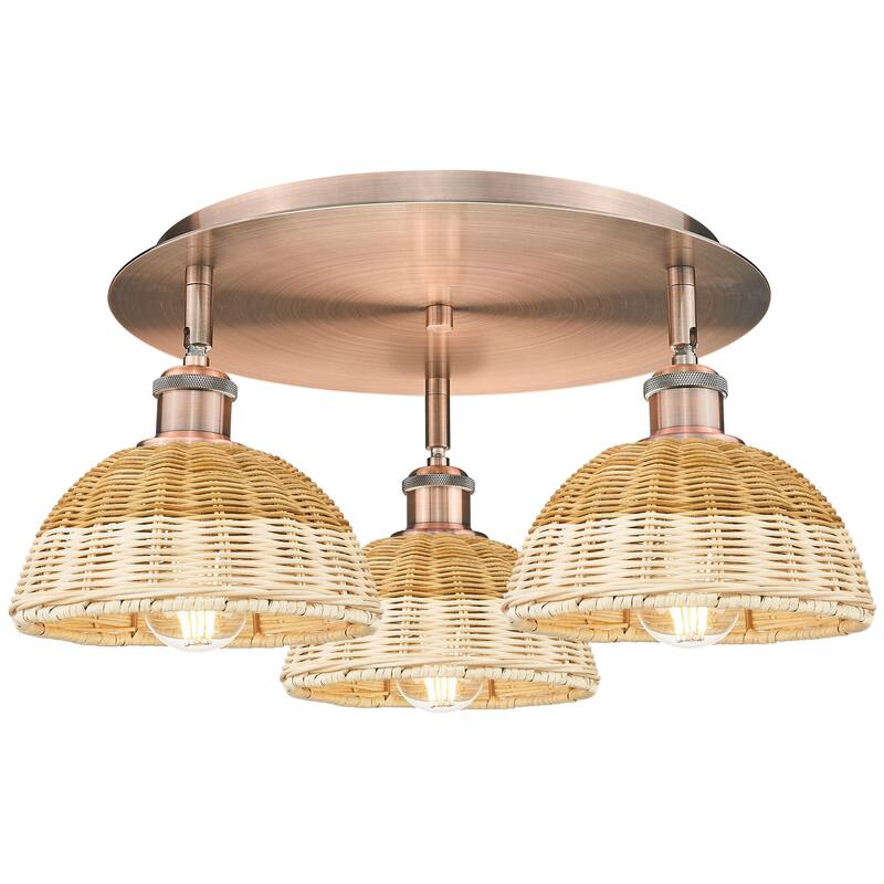 Innovations Lighting Endless Possibilities Ballston - Bristol Natural II - 3 Light 19" Flush Mount - Antique Copper