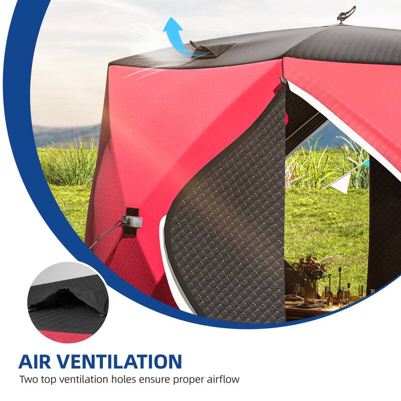 3-Layer Insulated Pop-up Canopy Portable Ice Shelter Ice Fishing Tent with 2 Doors and Carrying Bag