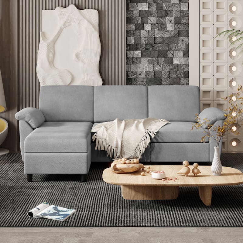 Futzca ​Sectional Sofa Couch, 3 Seat L Shaped Sofa with Removable Pillows
