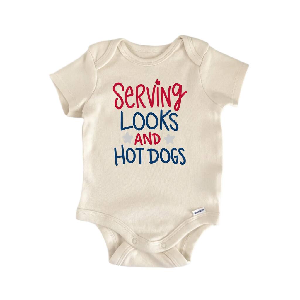 Hot Dog July 4th Patriotic - Baby Boy Girl Clothes Bodysuit Funny Cute
