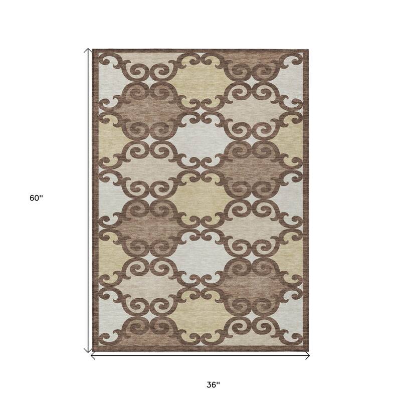 HomeRoots Trellis Transitional Rectangle Outdoor Rug
