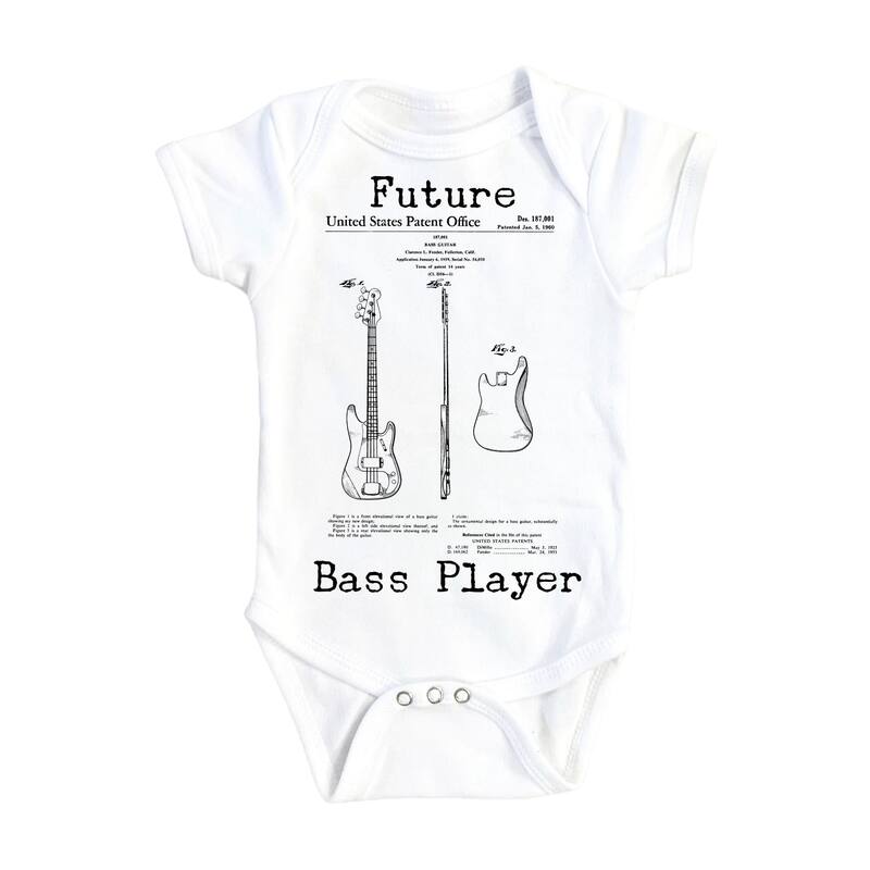 Bass Guitar - Baby Boy Girl Clothes Infant Bodysuit Funny Cute Newborn - White - Newborn