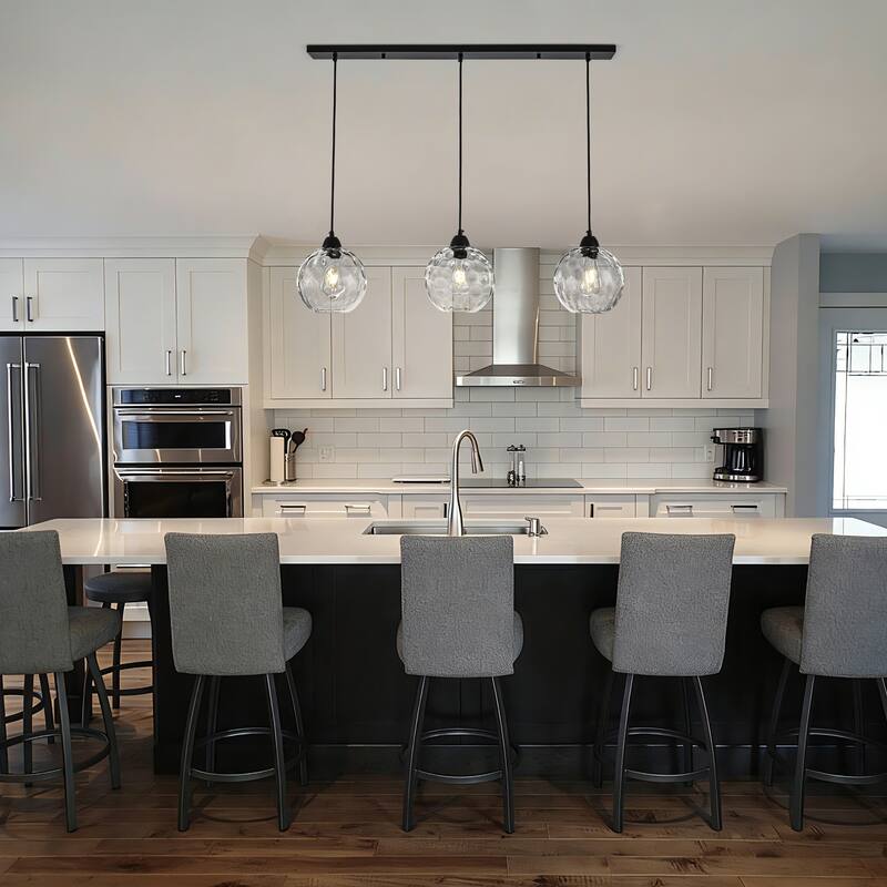 Modern Textured Glass Globe Pendant Light - Matte Black