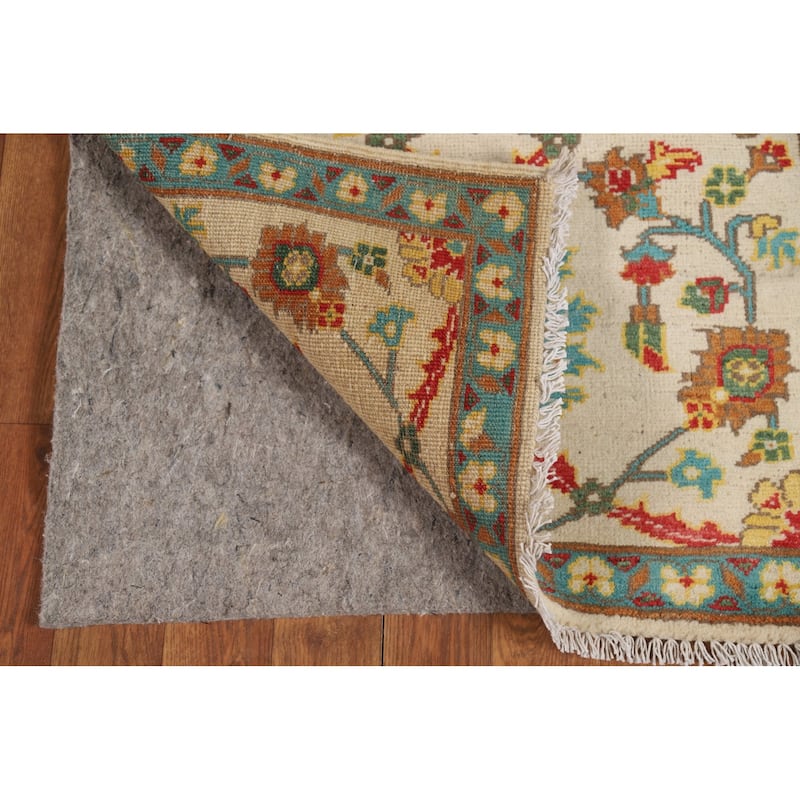 Floral Kazak Oriental Foyer Rug Hand-Knotted Beige Wool Carpet - 2'0" x 3'0"