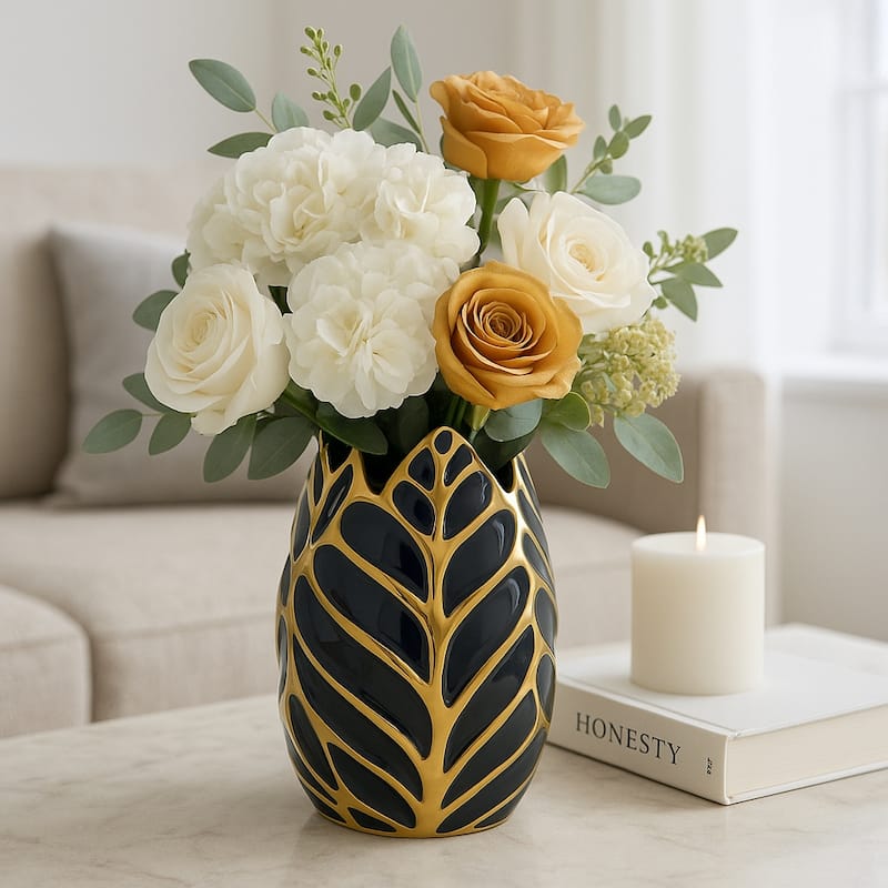 Ceramic Modern Leaf Sculptural Flower Vase