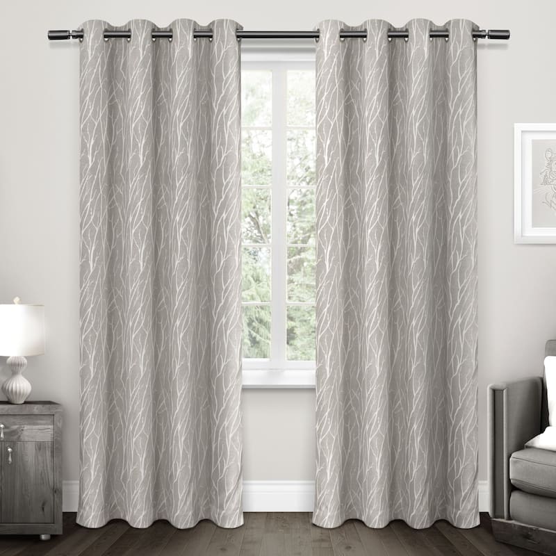 ATI Home Forest Hill Woven Room Darkening Blackout Grommet Top Curtain Panel Pair - 52x84 - Dove Grey