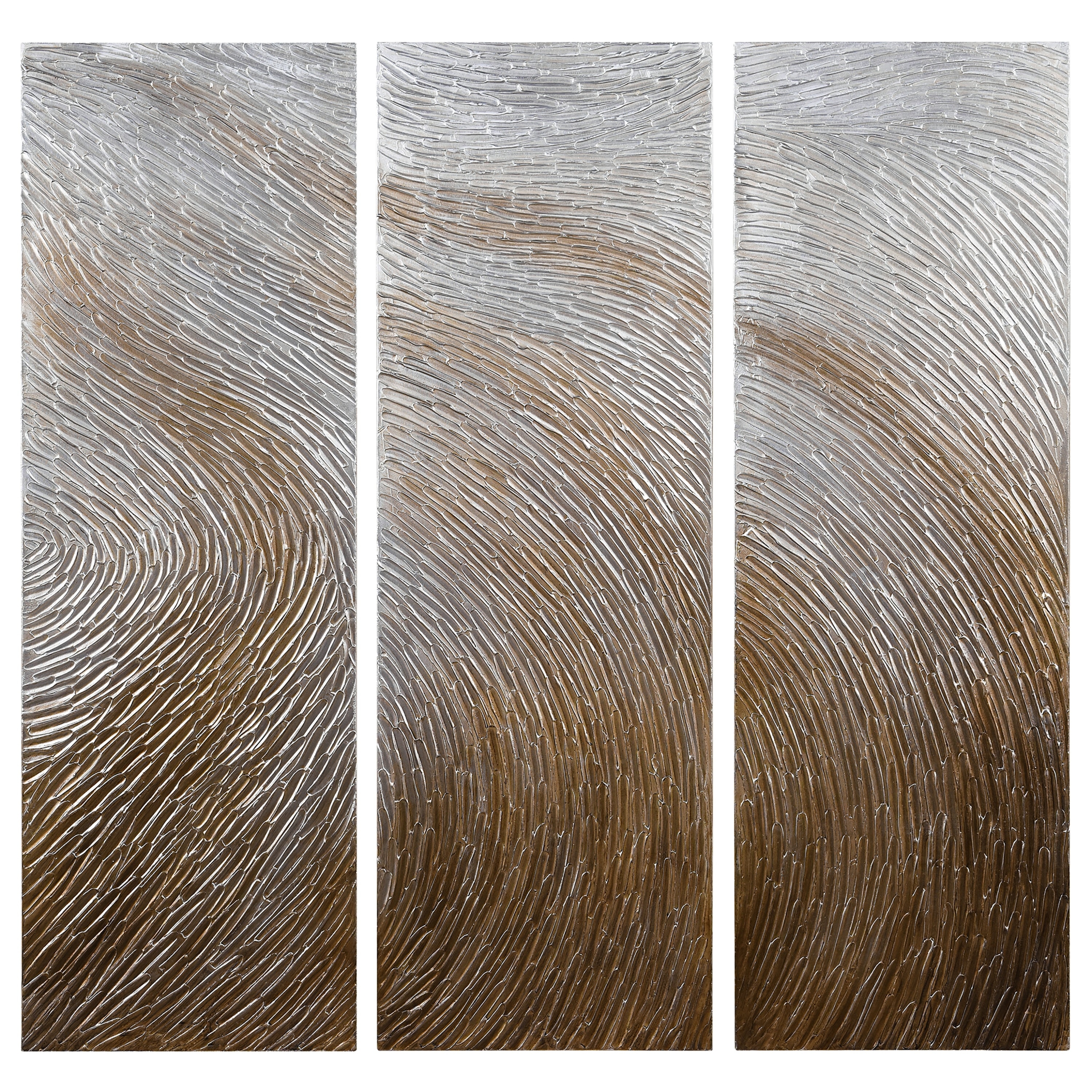 Gold Waves Textured Metallic Hand Painted Canvas Wall Art Set of 3, Single