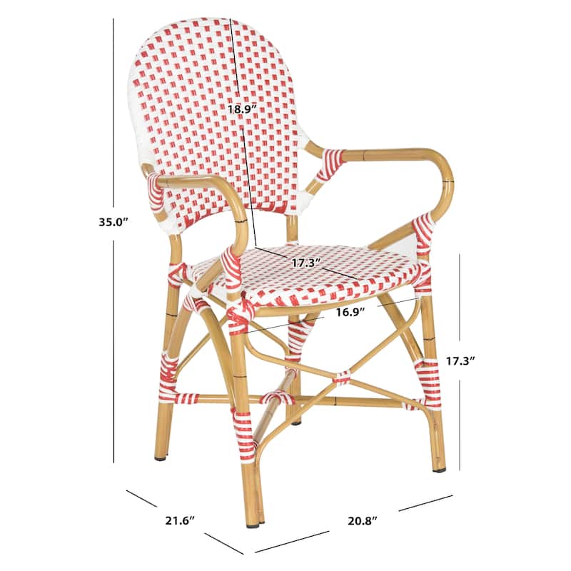 SAFAVIEH Hooper Blue/White Indoor Outdoor Arm Chair (Set of 2) - 21"W x 22"D x 35"H