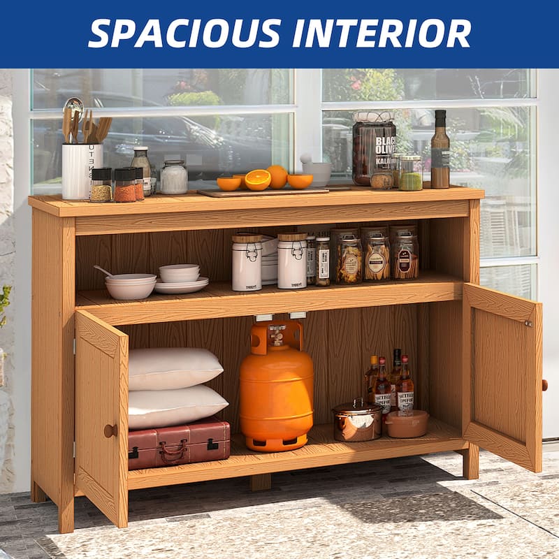Moasis 44" Outdoor Sideboard Patio Console Table with Storage Cabinet and Shelves