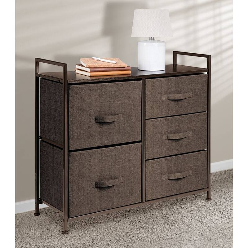 mDesign Wide Dresser Storage Tower Organizer Unit, 5 Drawers