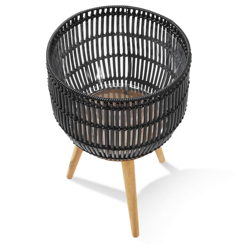 Indoor Planter with Stand Large Rattan Basket for Plants and Flowers