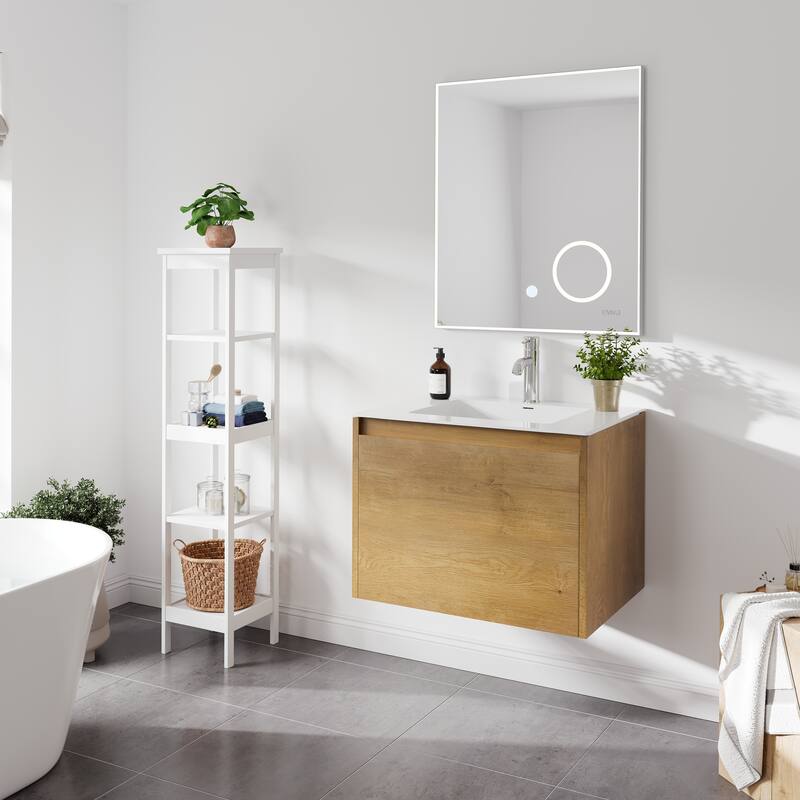 Eviva Madeira 20"W Oak Bath Vanity with Acrylic Top & Integrated Sink