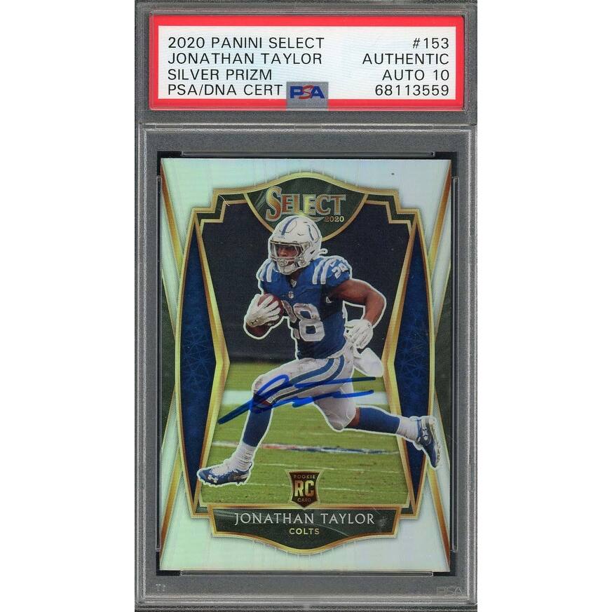 Jonathan Taylor 2020 Panini Select Silver Prizm Rookie Card #153 Auto PSA 10 A - 8'6" x 11'6"