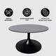 preview thumbnail 13 of 27, Verve Series 27" Round Coffee Table with Sintered Stone Tabletop and Black Steel Base for Living Room, Bedroom, or Apartment