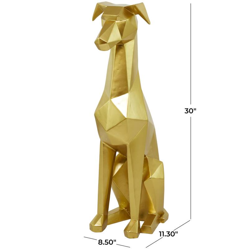 Polystone Dog Cubist Decorative Sculpture - Black, Gold, Silver - Roche River Decor