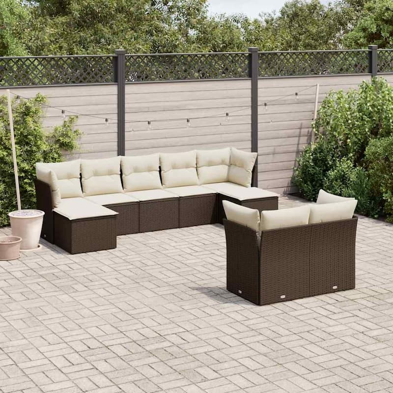 vidaXL Garden Sofa Set Brown, Cream White - 21.7 x 21.7 x 14.6