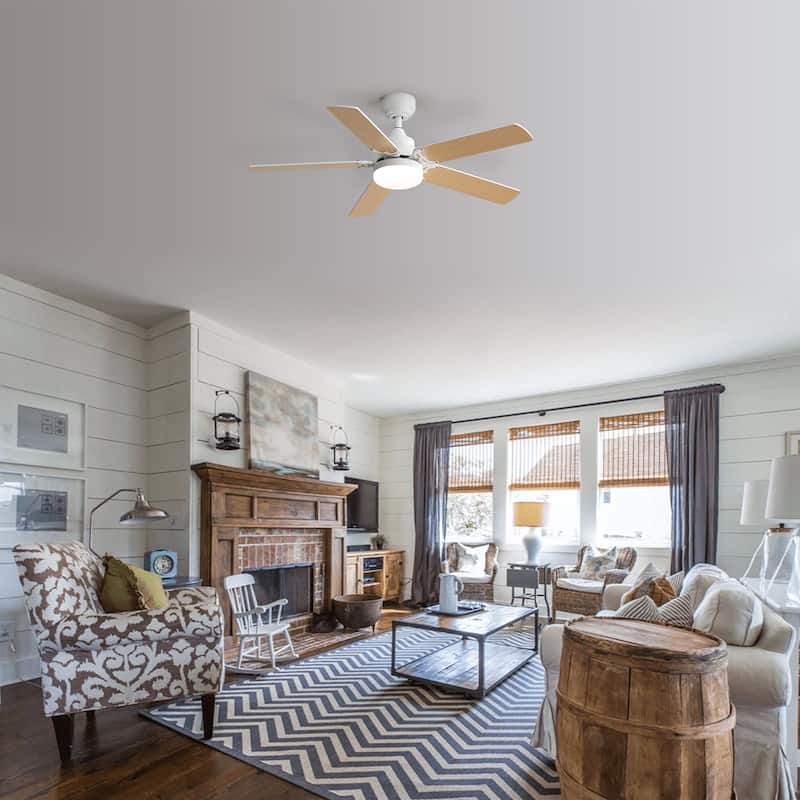 Sofucor 42 Inch Low Profile Ceiling Fan with Light and Remote Control,for Bedroom Living Room Kitchen Patio,Quiet DC Motor