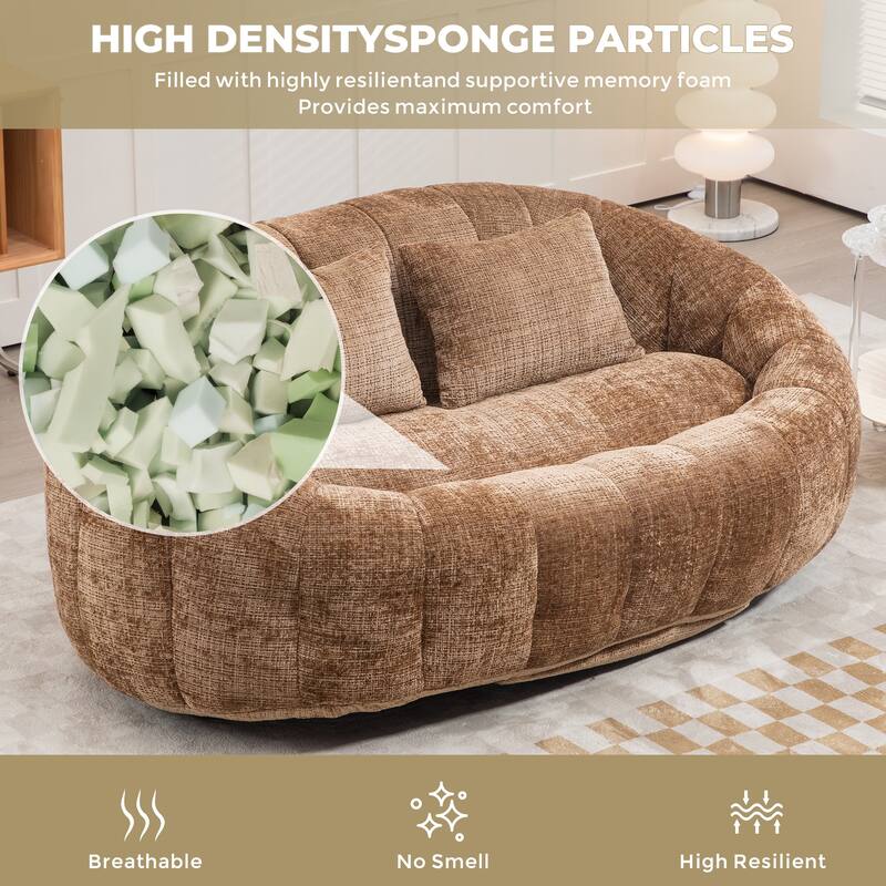 GDFStudio - Laurel Chenille 2-Seater Lazy Sofa with High-Density Foam and Oversized Comfort
