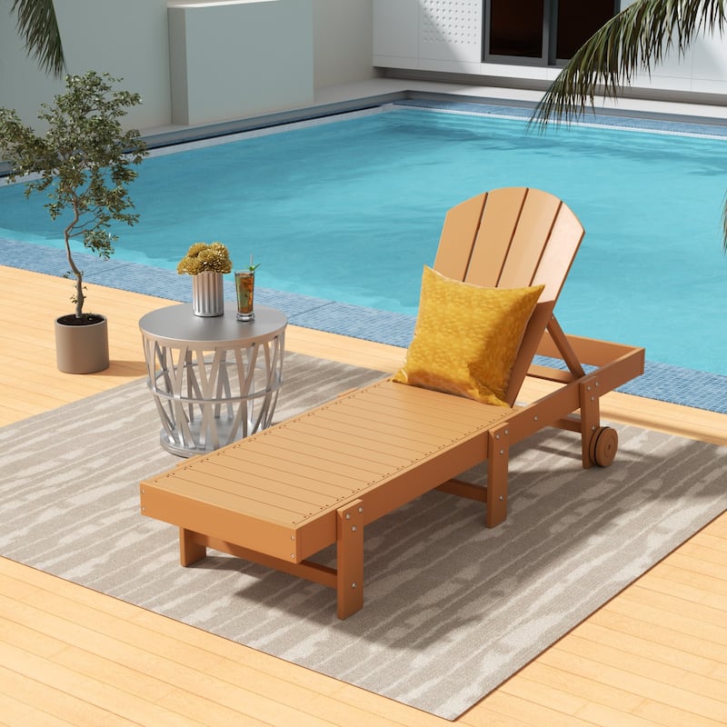 Laguna Hdpe All Weather Outdoor Patio Pool Reclining Armless Chaise Lounge With Wheels