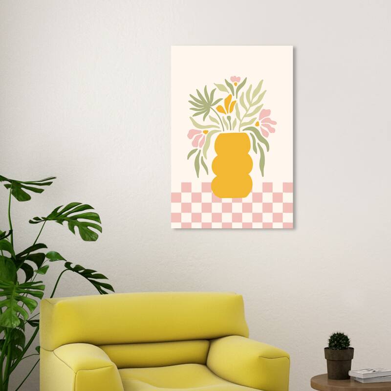 Wynwood Studio Canvas Floral and Botanical Flowers on a Tablecloth Orange Modern & Contemporary Wall Art Canvas Print