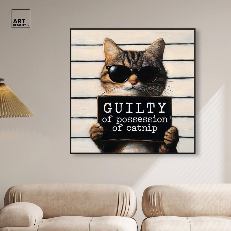 Guilty of Catnip Canvas by Art Remedy