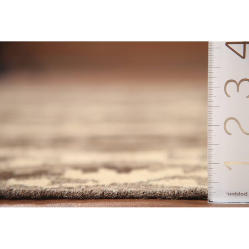 Hand Woven Oriental 100% Wool Carpet Southwestern All-Over Brown Kilim Area Rug - 6' 5'' X 5' 2''