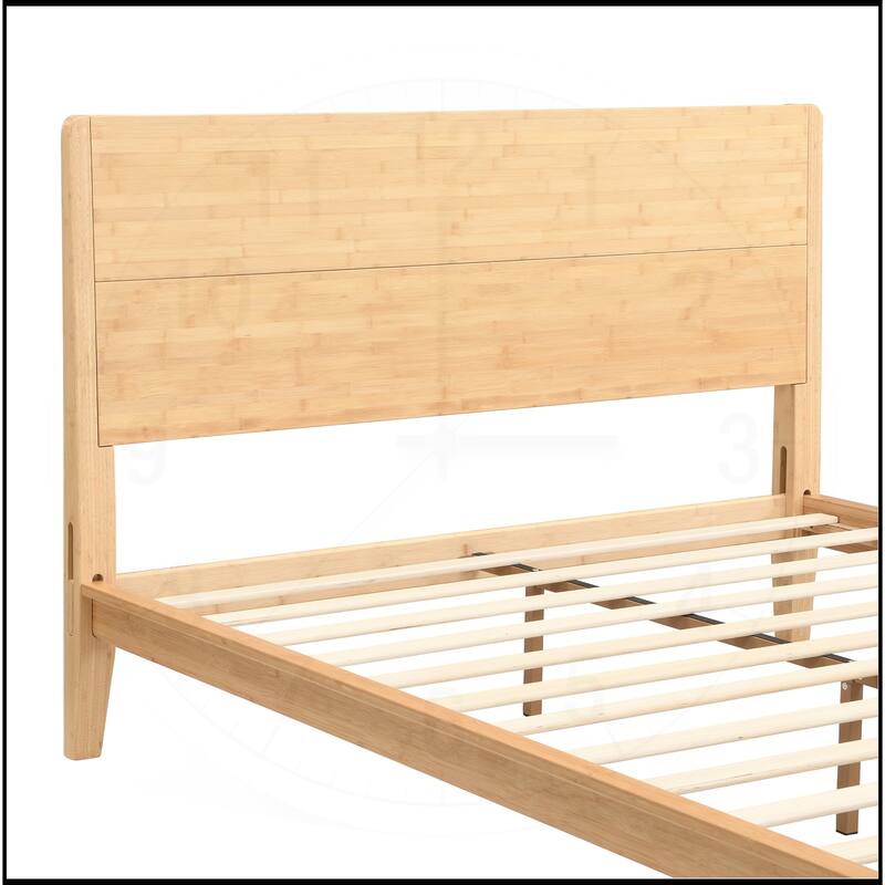 12 Inch Bamboo Wood Platform Bed with Wood Slat Metal Support