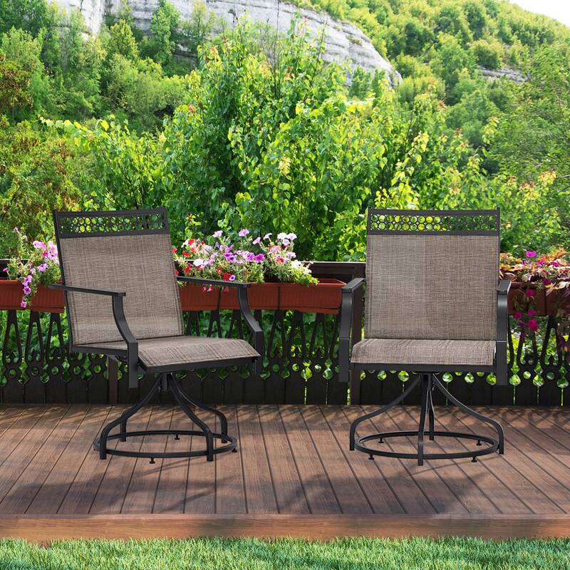 Costway Patio Swivel Dining Chairs Set of 4 with Quick-Drying Fabric - 4 PCS
