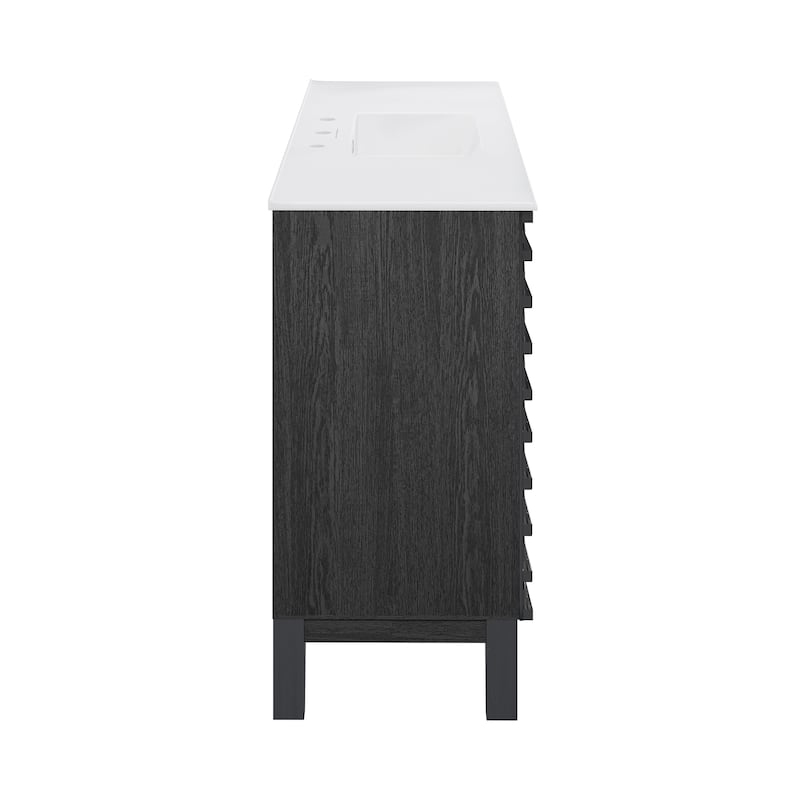 Cascade 48 In. Black Oak Bathroom Vanity With White, 3-Hole Ceramic Sink Top