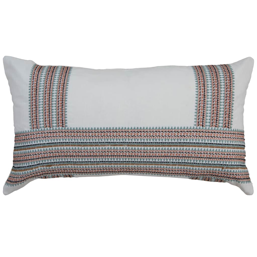 Donny Osmond Ivory/Multi Stripe Urban Loft Throw Pillow, 14"x26"