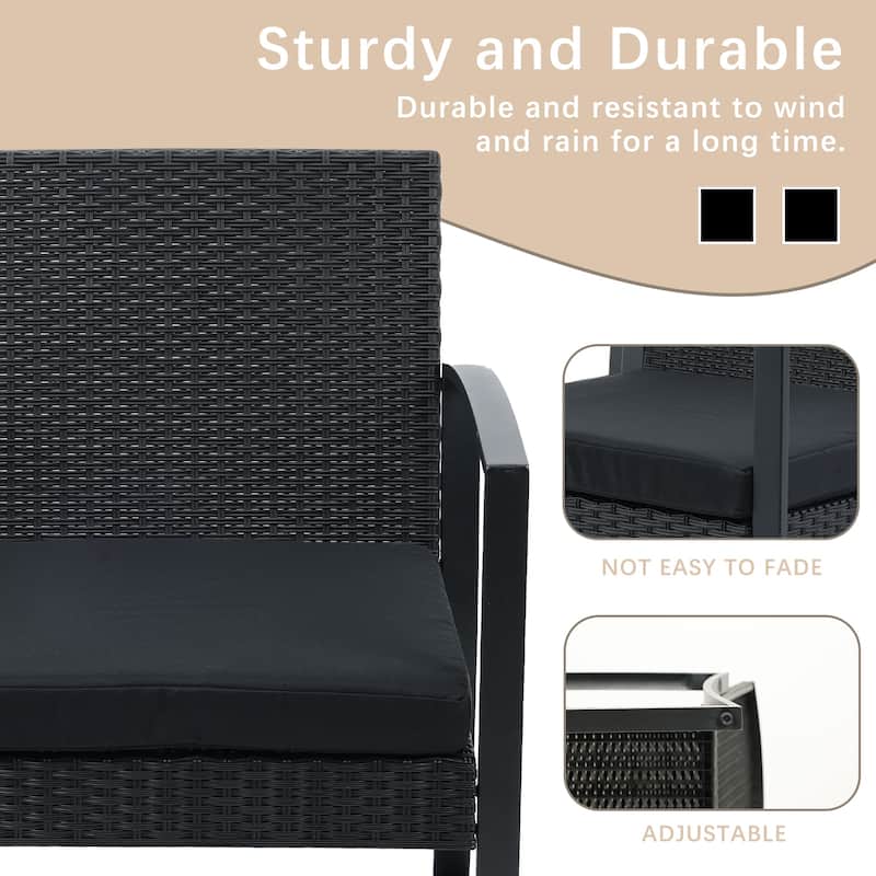 Aoodor 3-Piece Patio Furniture Set - Outdoor Rattan Wicker Chairs with Table, Sofa Set Including Cushions - N/A
