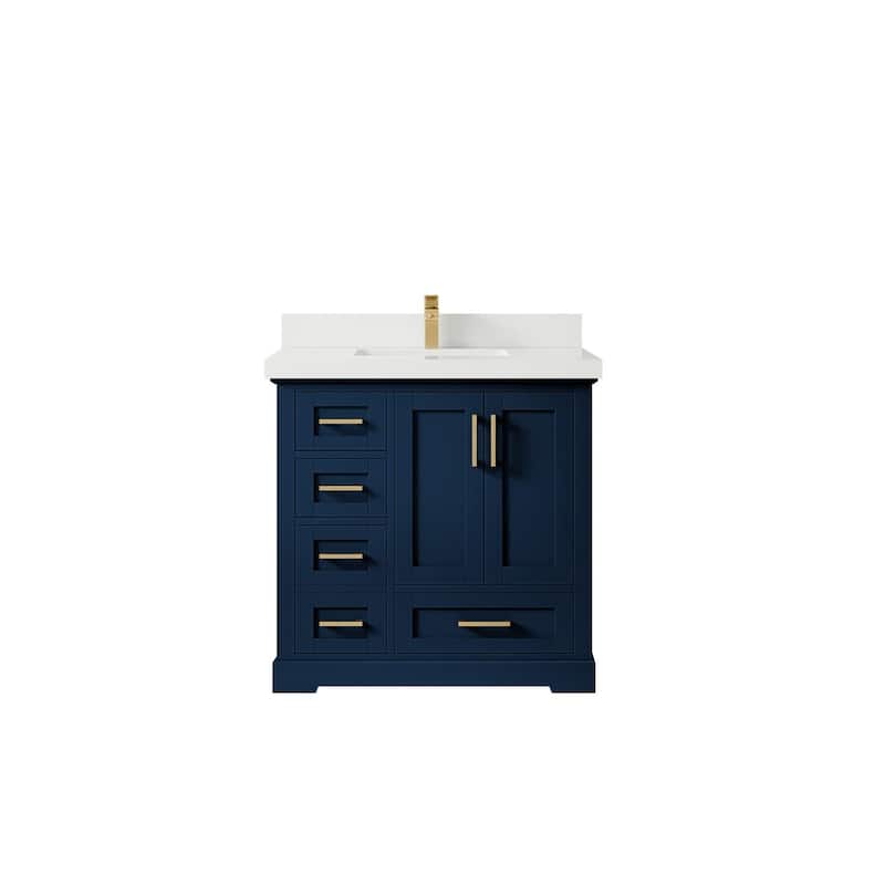 Willow Collections 36 x 22 Boston Center Sink Right Bathroom Vanity with Countertop