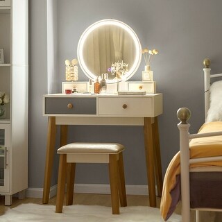 Costway Vanity Table Set 3 Color Lighting Modes Makeup Stool Jewelry Divider Ping The Best Deals On Dressers Costway Vanity Table Set 3 Color Lighting Modes Makeup Stool Jewelry Divider Ping The Best Deals On Dressers