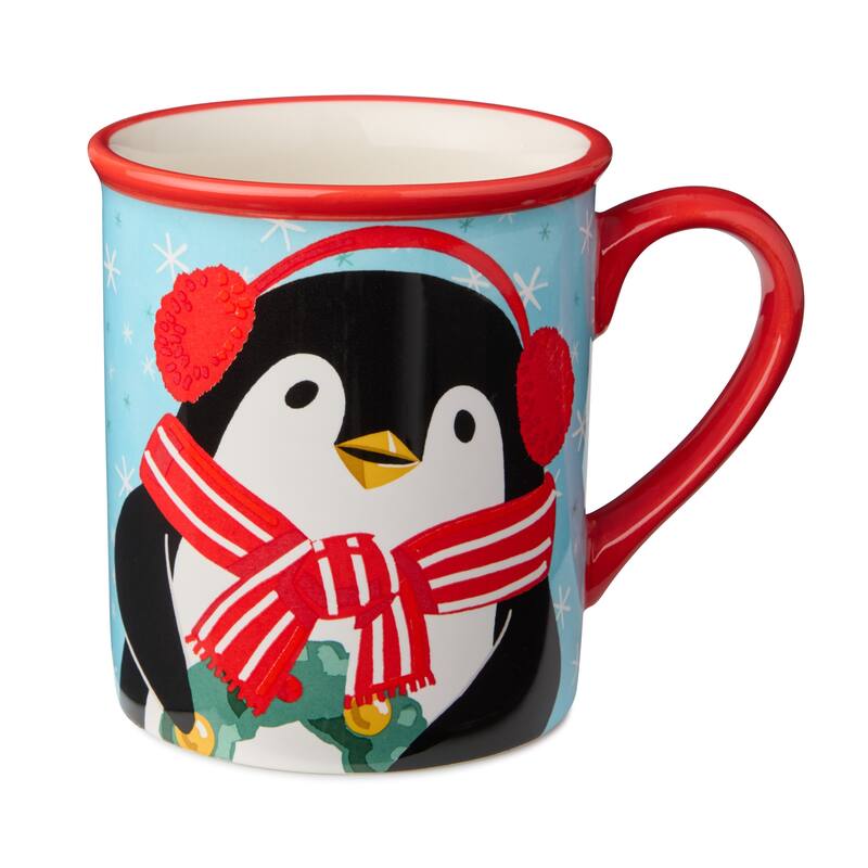 Certified International Christmas Whimsy Penguin Set of 4 Mugs 18 oz. Assorted Designs