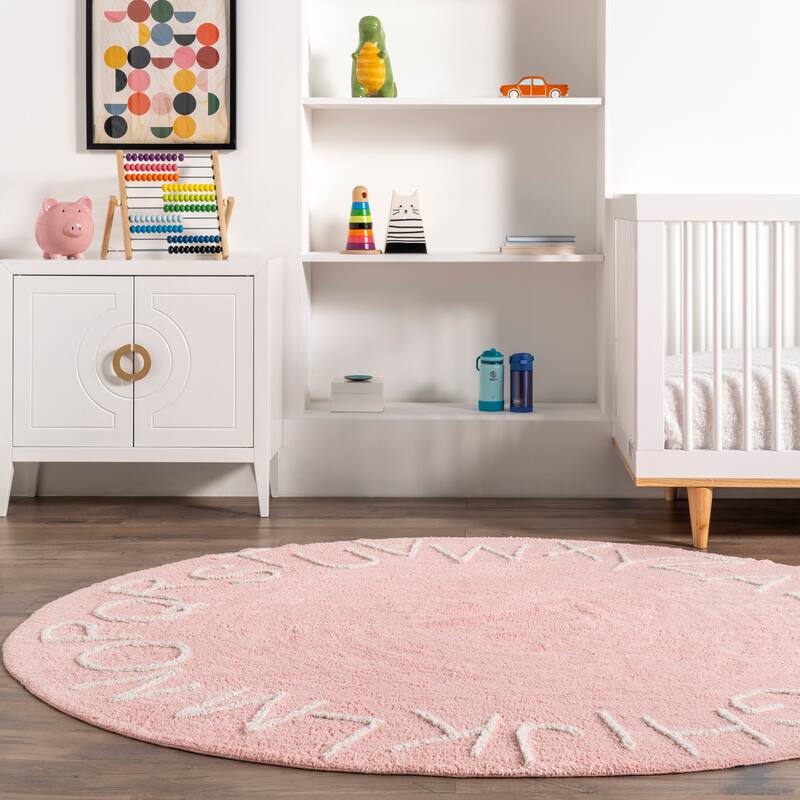 Nuloom Alphabet SpinClean Washable Round Rug