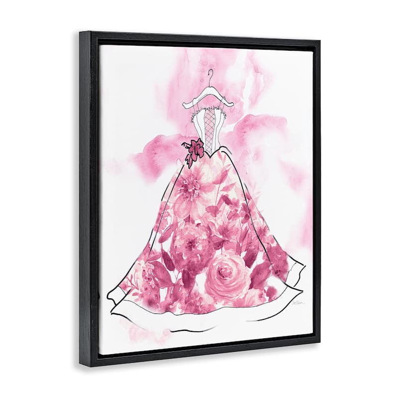 Stupell Modern Watercolor Flower Dress Framed Floater Canvas Wall Art Design By Carol Robinson